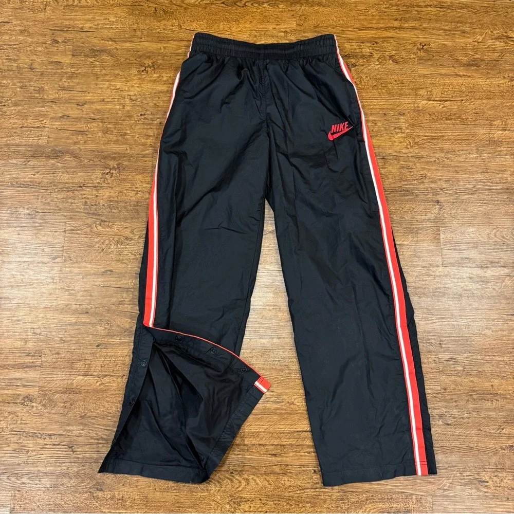 Vintage Y2K Nike Black Striped Baggy Skate Packable Track Pants Sweatpants Men M - Picture 2 of 12